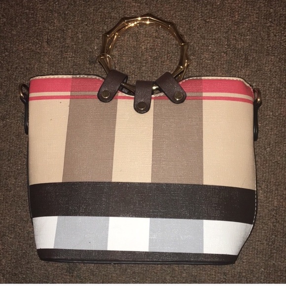 Plaid bag/purse with cross body strap inside - Picture 3 of 4